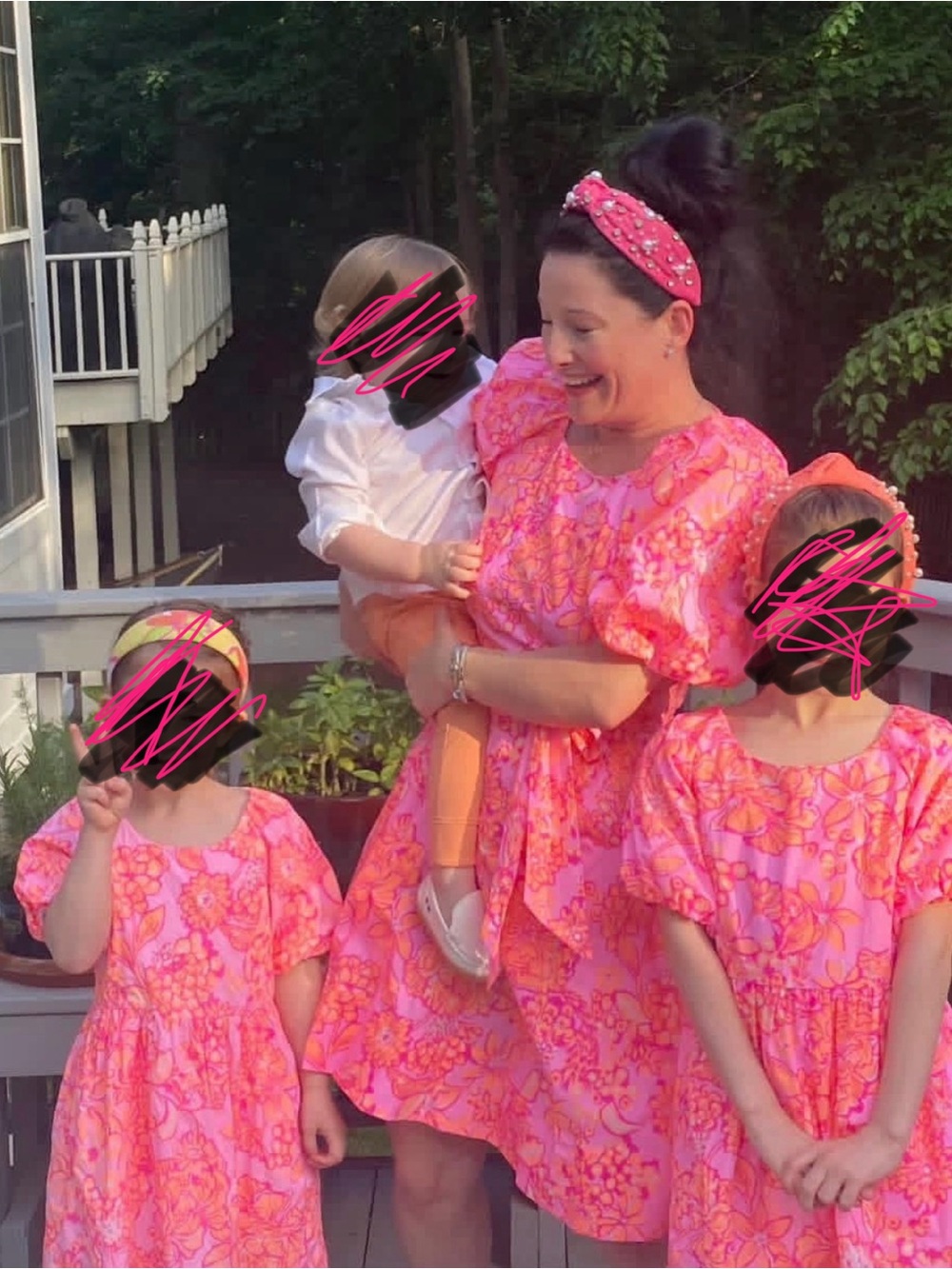 Lilly Pulitzer Pink & Orange Floral Puff-Sleeve Dress